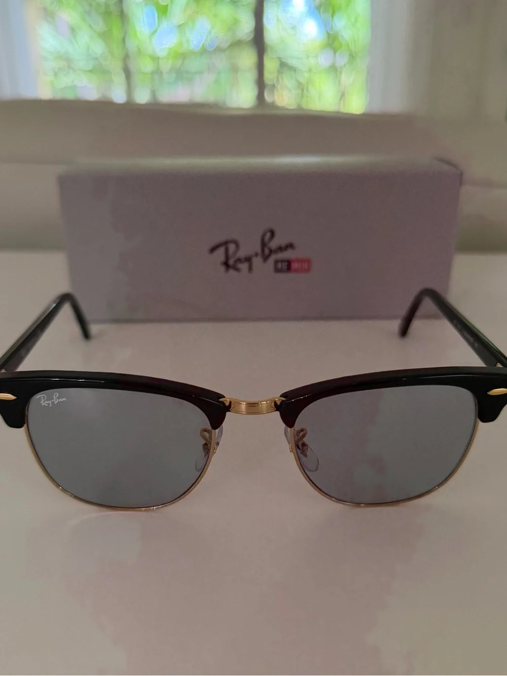 Ray-Ban Clubmaster Sunglasses in Black and Gold with Gray Lenses - Brand New